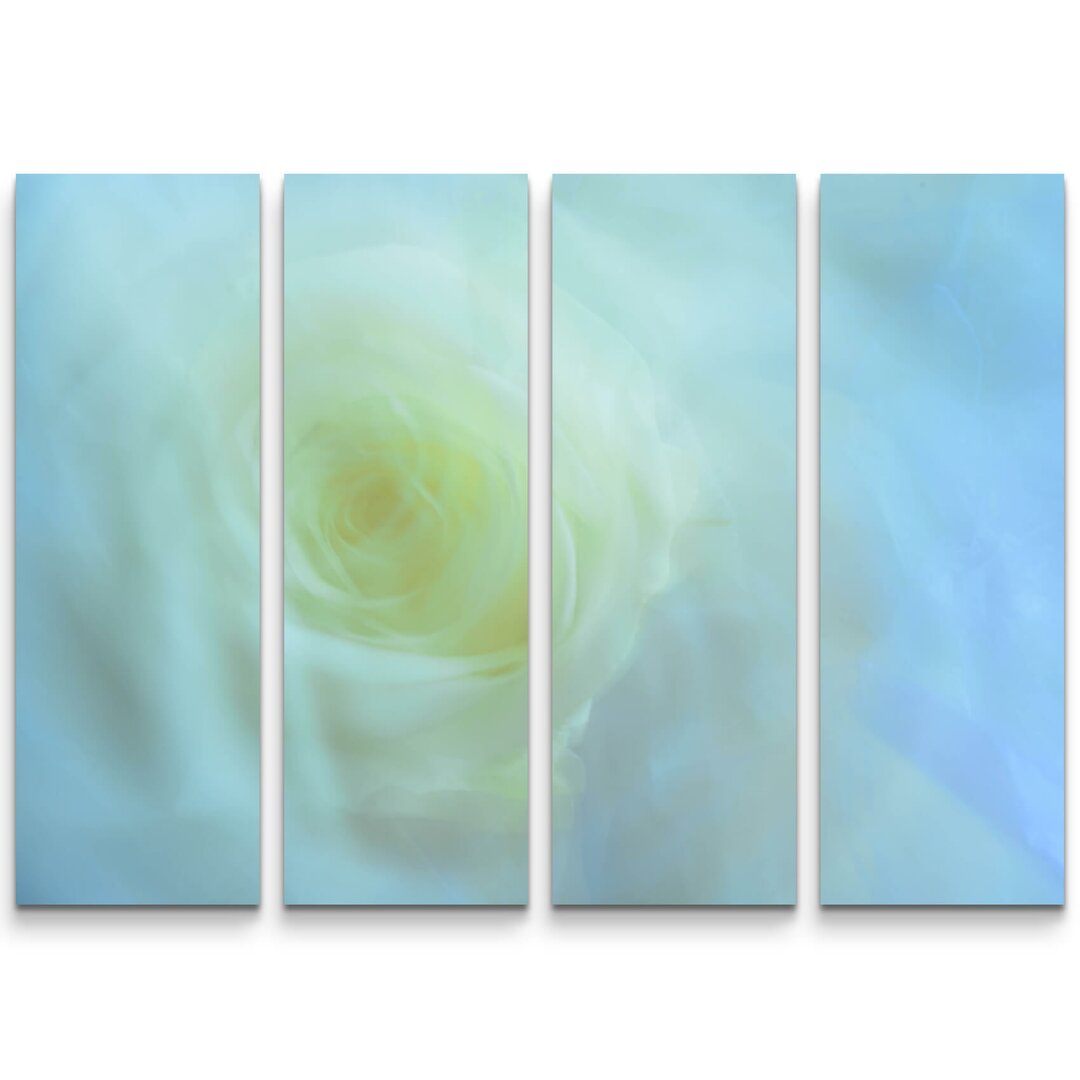 4-tlg. Leinwandbilder-Set Blaue Rose