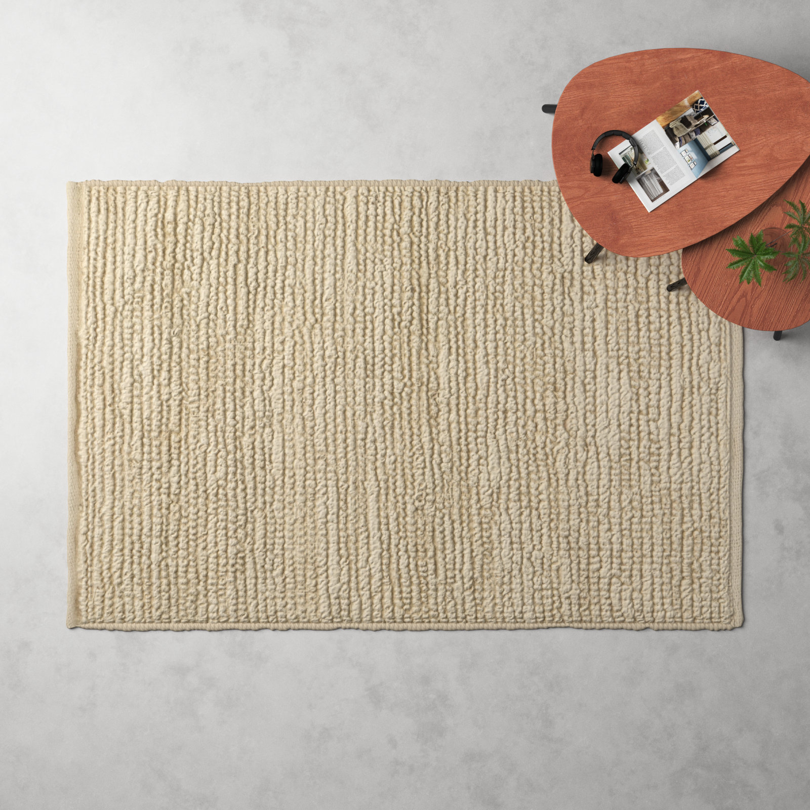 Khaja Ivory Hand-Woven Rug, Rectangle 6' x 9'