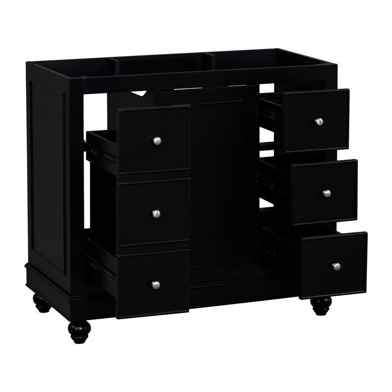 Modern Bathroom Vanity Cabinet With Resin Basin, Noir, noir, noir, noir