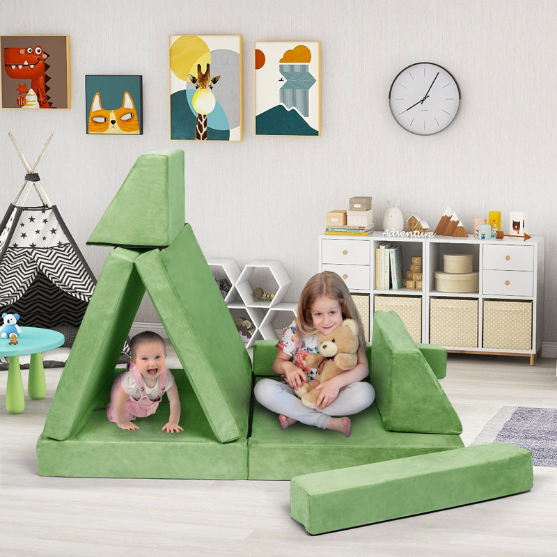 Ajwan Modular Sectional Sofa for Kids, Light Green