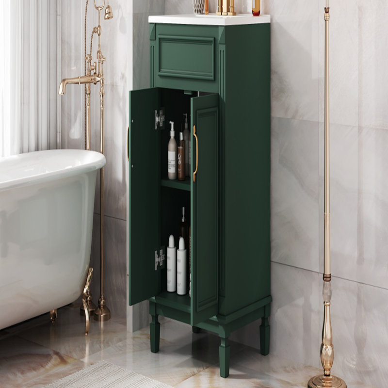Meuble-lavabo de 24 po avec 2 portes, un tiroir basculant et des charnières à fermeture en douceur pour un rangement et une organisation élégants