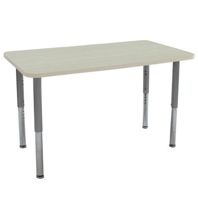 24" x 48" Rectangle Thermofused Woodgrain Activity Table with Adjustable Super Legs - Asian Sand/Silver