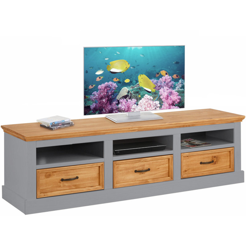 Perley Unfinished TV Stand for TVs up to 75", Grey / White