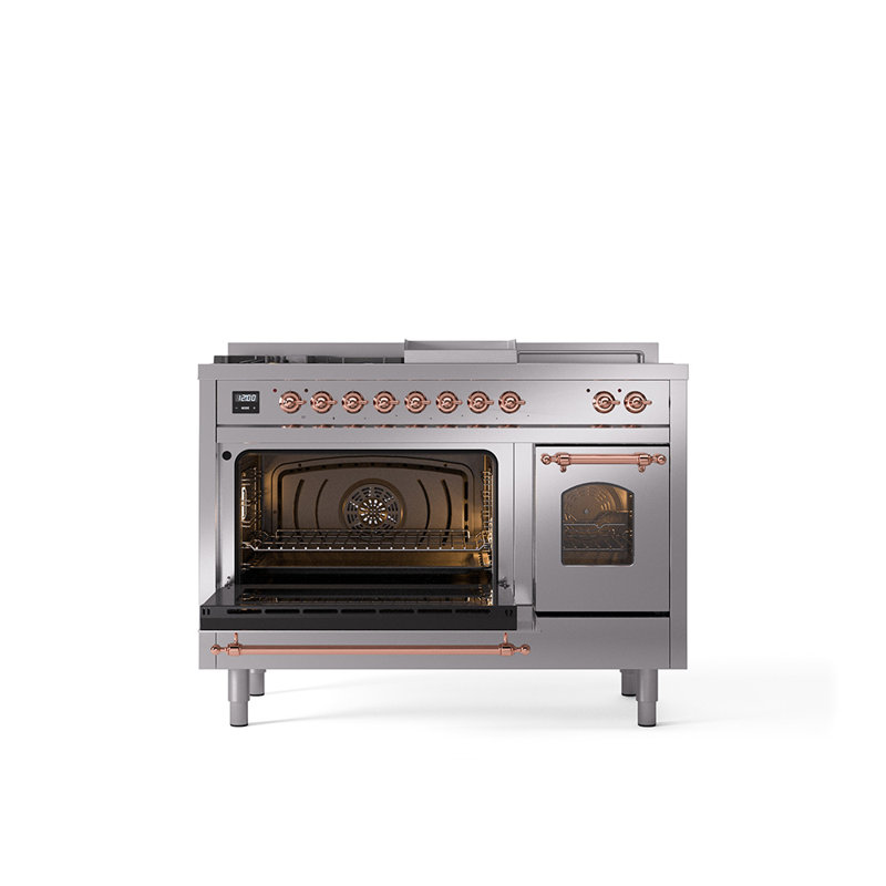 ILVE Nostalgie II 48 Dual Fuel Range, Blue/Gray/Copper, Liquid Propane