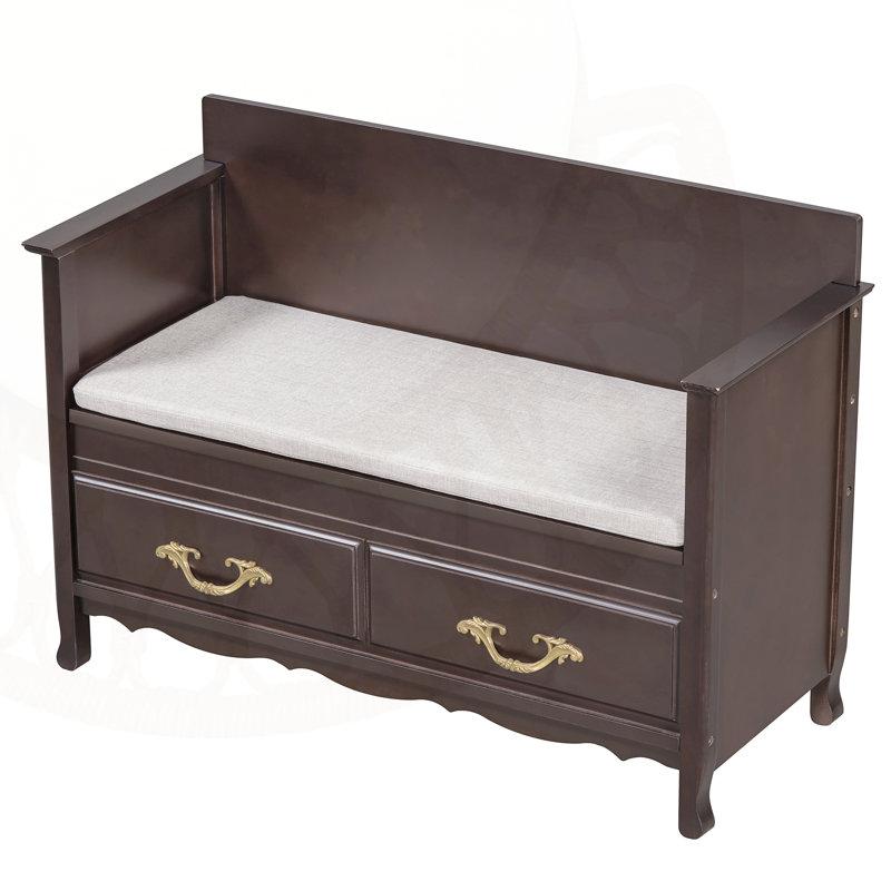 Banc de rangement de style rétro avec dessus à ressort et amplement divisé, parfait pour les vestibules et les espaces de vie