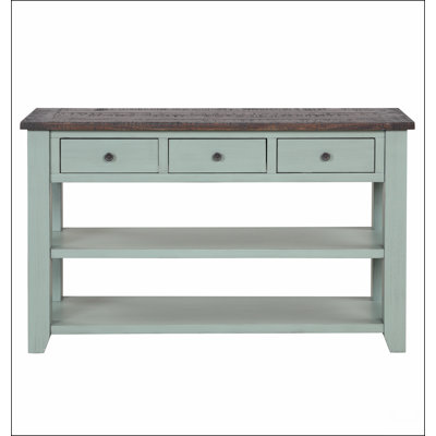 Console en bois de pin massif 48 po, table d'appoint moderne avec 3 tiroirs de rangement