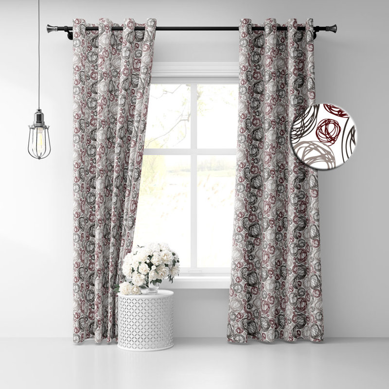 Paire de rideaux semi-transparents avec œillets Gribouillis, l 50 po x L 72 po