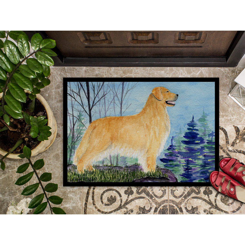 Tapis d'entrée antidérapant Stonesfield Golden Retriever, Rectangle 2 pi x 3 pi