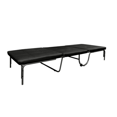 Black Adjustable Futon Chair That Transforms To A Foldable Bed, Pu Cushioned For Comfort, Metal Frame And Caster Wheels, 220lbs Load Limit, Mode 37"w by Latitude Run