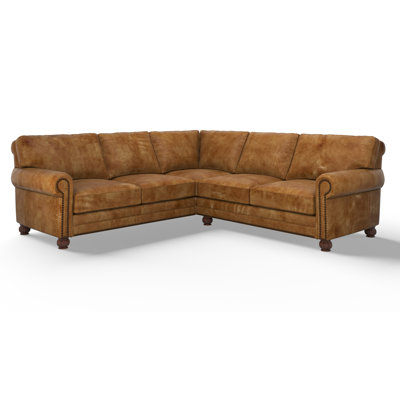 Charleston Deeper and Wider 2x2 100% Full Top Grain Leather Sectional