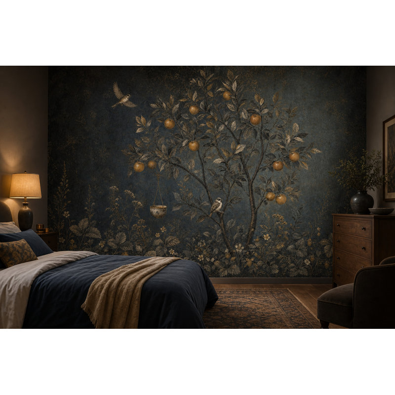 Papier peint botanique foncé, Non-Woven Nonpasted, 200"x120"