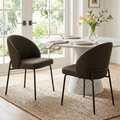Modern Upholstered Dining Side Chairs with Curved Back & Padded Seat