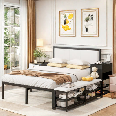 Bedroom Sets With Cushioned Footrest With Two-tier Storage Shelves, 1 Wooden Storage Cabinet by Ebern Designs