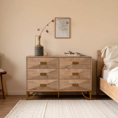 Modern Fluted 6-Drawer Dresser - Solid Wood Storage Cabinet with Smooth-Glide Drawers & Versatile Tabletop