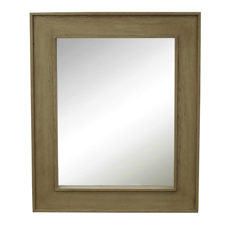 Solid Oak Flat Wall Mirror, Gray Oak