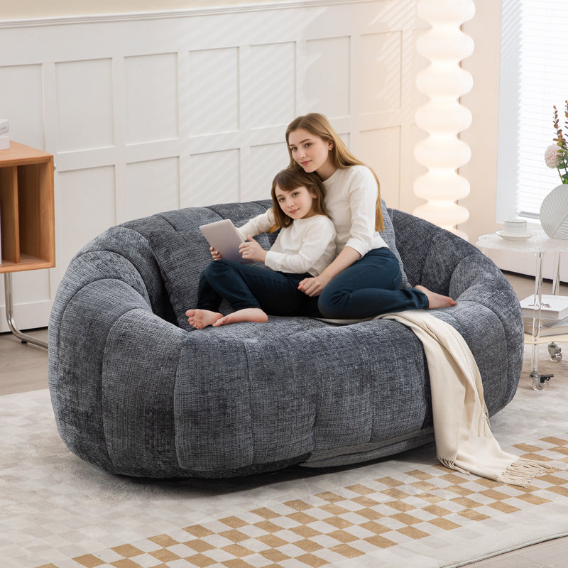 Canny Upholstered Boneless Compression Reception Loveseat, Gray, 24.8" H x 55" W x 37.4" D