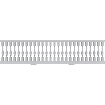 Endurathane 500 Series Amy Unassembled Balustrade Railing Kit, 23" Overall Height x 11'L. Kit includes (26) 2 1/2"W x 15"H Amy Balusters, (1) 132"L Top Rail, (1) 132"L Bottom Rail, (2) Rail Installation Kits & 2 Support Blocks