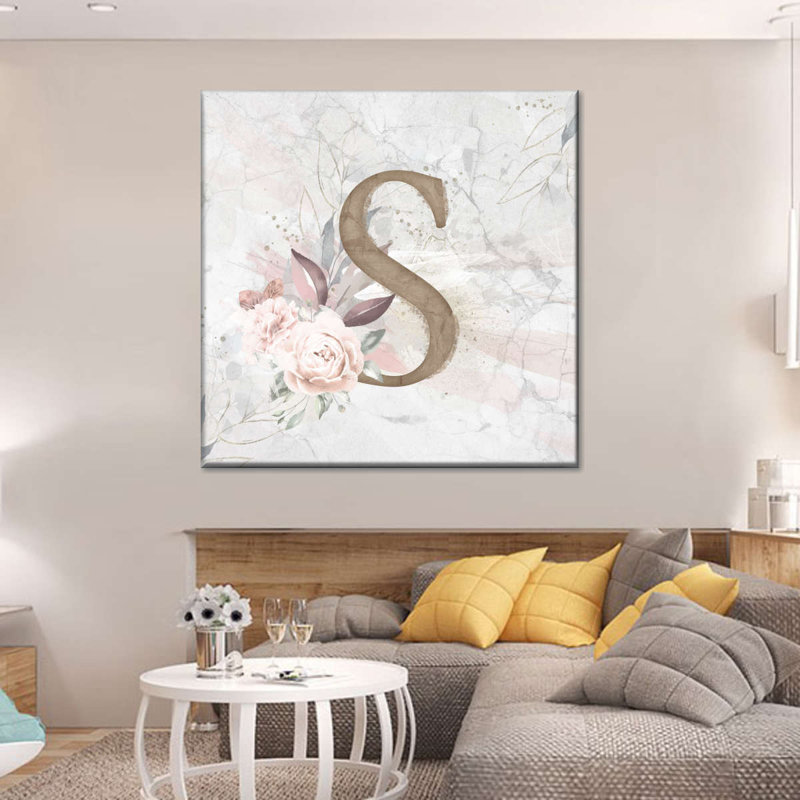 Floral lettre S, H 10 po x l 10 po x P 1,25 po