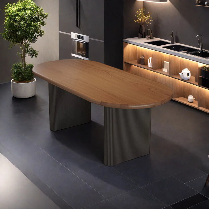Table de salle à manger ovale, simple mais pratique., 29.52"H x 78.74"L x 35.43"W