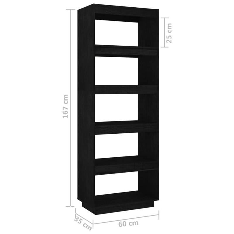 Gaizka 167cm H Solid Wood Etagere Bookcase, Black, 167cm H x 60cm W x 35cm D