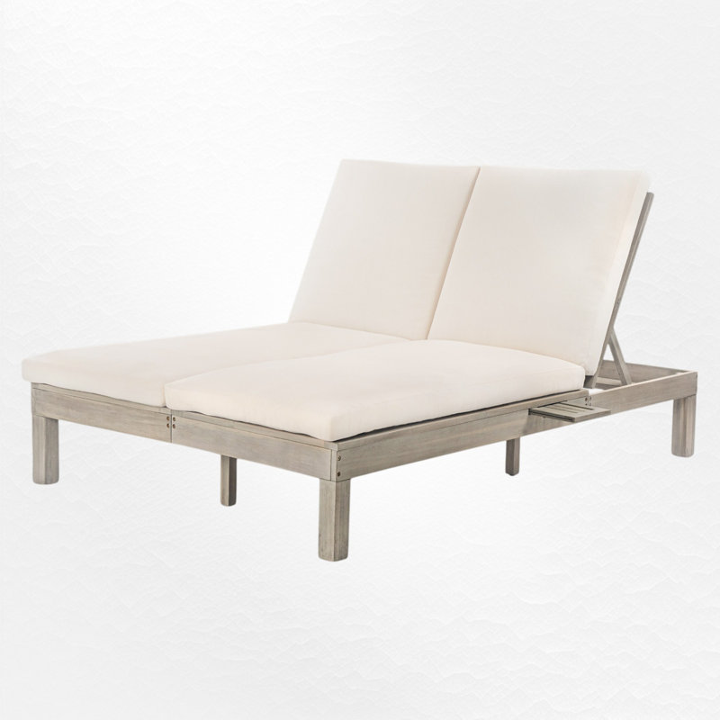 Lit de jour pour terrasse en bois massif de 66,62 po de largeur, Gris