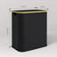 HOMCOM Double Laundry Basket with Lid 80L Collapsible Groove Handles Black