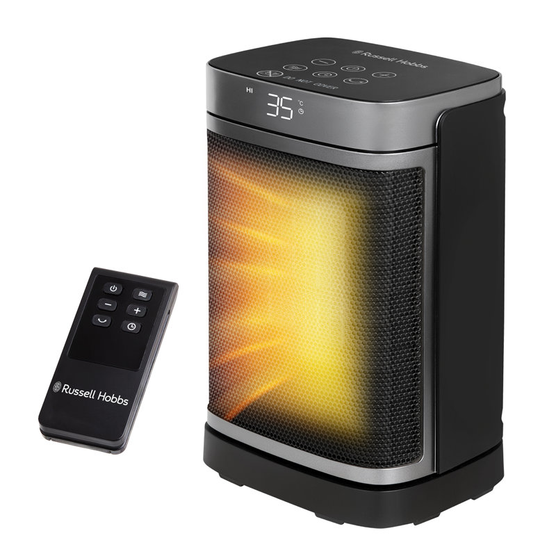 Russell Hobbs, Rhch2001s, 1.5kw Oscillating Ceramic Heater In Black And Silver, Square Design