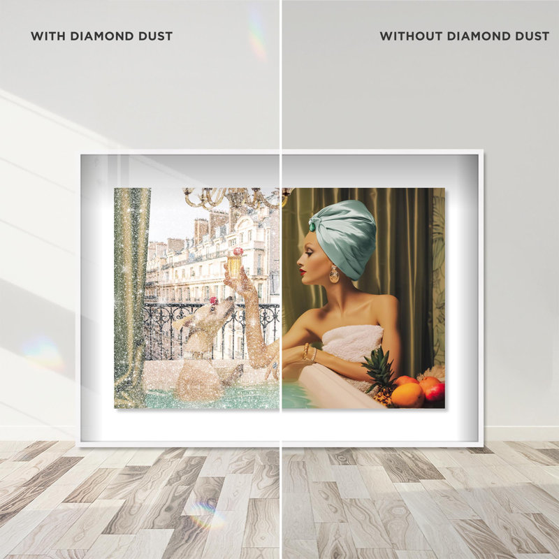 Oliver Gal Tropical Bath Fashion - Diamond Dust Shadowbox Framed Wall Art, 25.5" H x 37.5" W, White