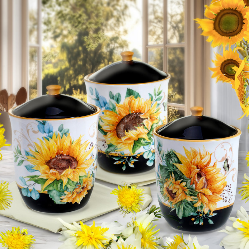 Sunflower Fields Multicolor Ceramic Canister Set