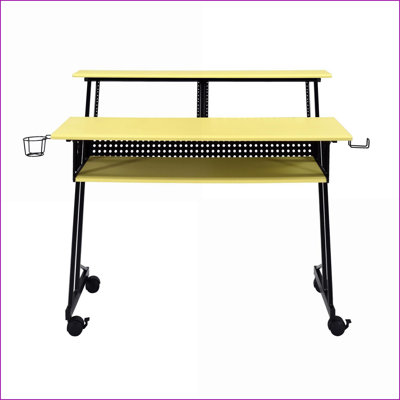 Bureaux, bureau de studio d'enregistrement de musique moderne avec plateau à clavier, H 38 po x l 47 po x P 28 po | Noir | Bois et métal