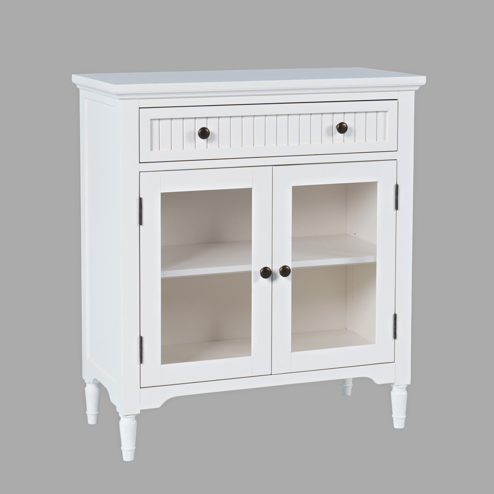Pearce 32" Glass Door Accent Cabinet, White