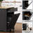 Fluted Kitchen Island With Trash Can Storage Cabinet, Power Outlet, Internal Storage Rack, Rolling Kitchen Islands On 5 Wheels With 3 Drawer, 3 Open Side Racks-204833688