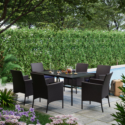 6 - Person Patio Dining Set with Rectangular Table , Cushions Included