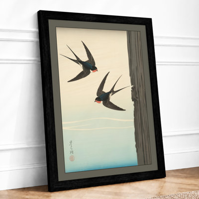 Swallows in Flight Japandi - Framed Print