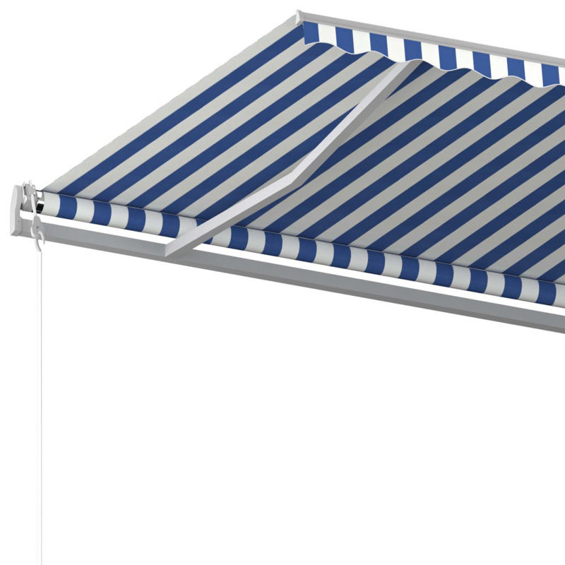 VidaXL Polyester Cover Retractable Patio Awning, Blue and White, 118.1" x 98.4"