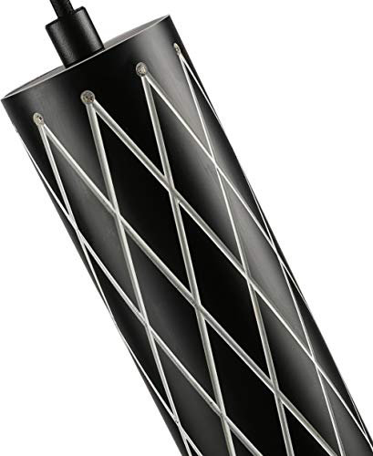 Luminaire suspendu moderne en cristal Glam de 8 po Latitude Run® - Plafonnier cylindrique, cordon suspendu de 40 po pour la décoration intérieure, îlot de cuisine - noir, argent
