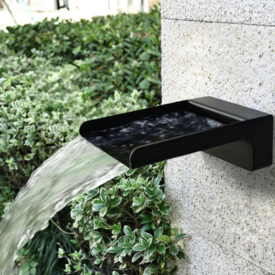 304 Stainless Steel Made Exquisite Handcrafted Waterfall Spout for Landscape, Water Fountain Spout Scupper Luxury Decoration for Pools, Ponds, Water Walls (Powder Coating)