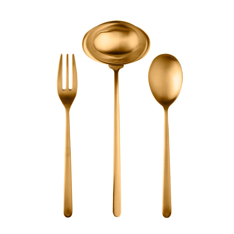 Linea 3 Piece Stainless Steel Hostess Set, Ice Gold