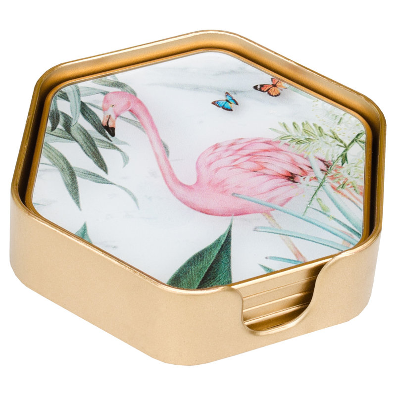 Flamingo Hexagon Coasters