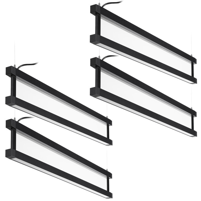 Suspension linéaire DEL LinearLux 122 cm (4 pi) 40 W, éclairage vers le haut, le centre et le bas, 3CCT, pour bureau, noir