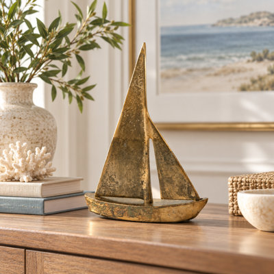 3624 Velero Rustic Patina & Gold Sailboat