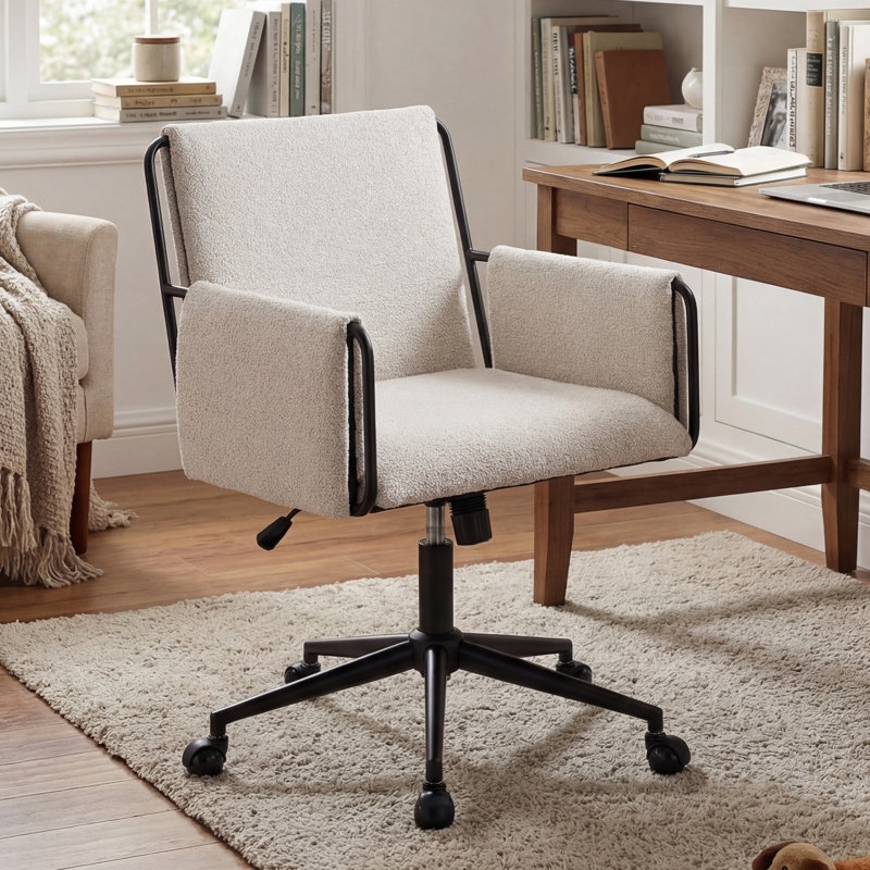 Chaise de bureau extra large rembourrée, Beige