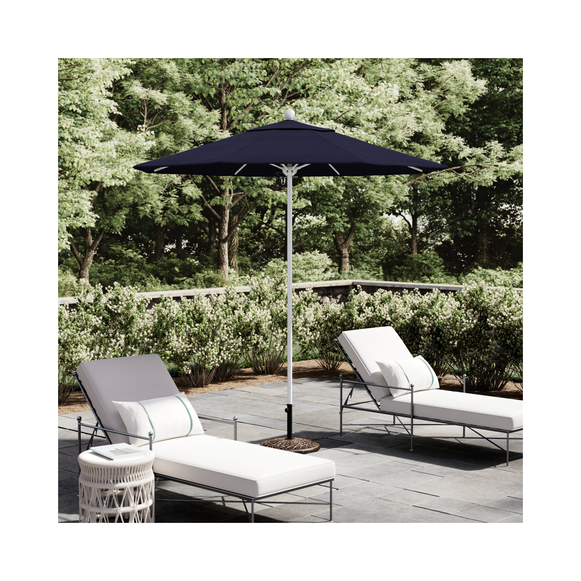 Hibo 90'' Sunbrella® Outdoor Umbrella, Canvas Navy Sunbrella® Canvas