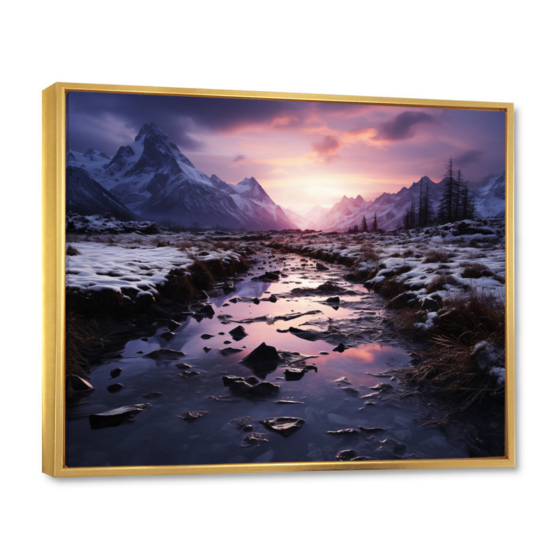 Alaska, crépuscule arctique sur toile, H 30 po x l 40 po x P 1,5 po, Cadre flottant doré