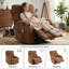 Electric Power Massage Heated Recliner Swivel Rocking Reclining Chair with USB Type C and Cup Holders (Brown)-359495563