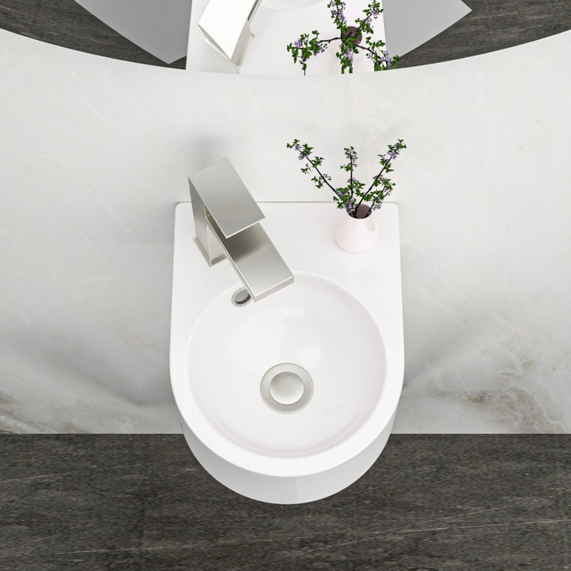 Stain-resistant Ceramic Modern Wall-mount Sink For Bathroom