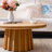 Modern Burlywood Solid Wood Round Coffee Table