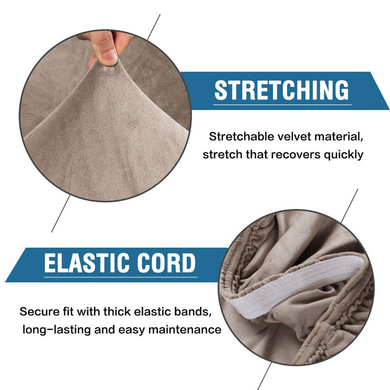 Taupe Velvet Stretch Dining Chair Covers Set of 4