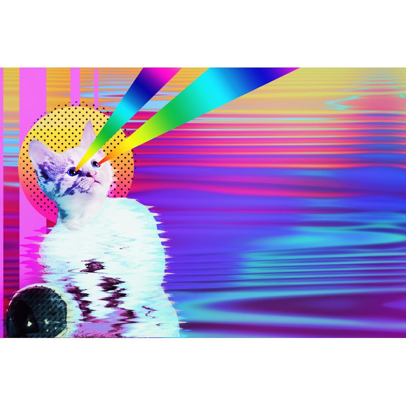 Astronaut Cat 1 Piece Wrapped Canvas Wall Art, 61cm H x 91cm W x 3.8cm D
