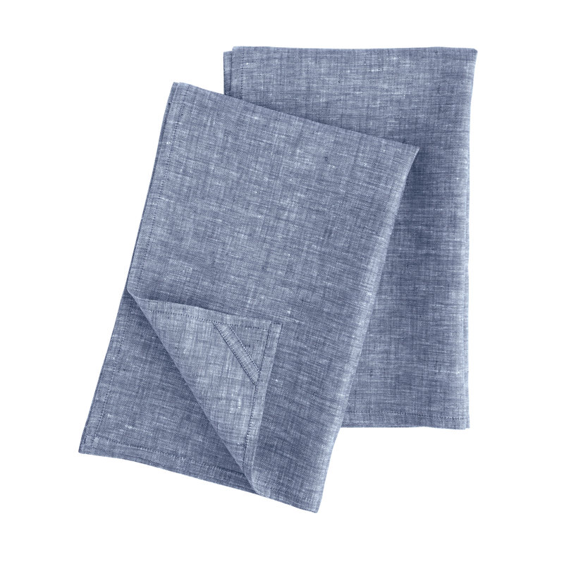 100% Pure Linen Kitchen Towels - Athena, Chambray Indigo